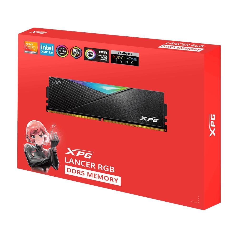 ADATA XPG LANCER RGB 32GB DDR5 6000MT/s CL30 Desktop Memory | AX5U6000C3032G-CLARBK | Intel XMP 3.0 & AMD EXPO | Black