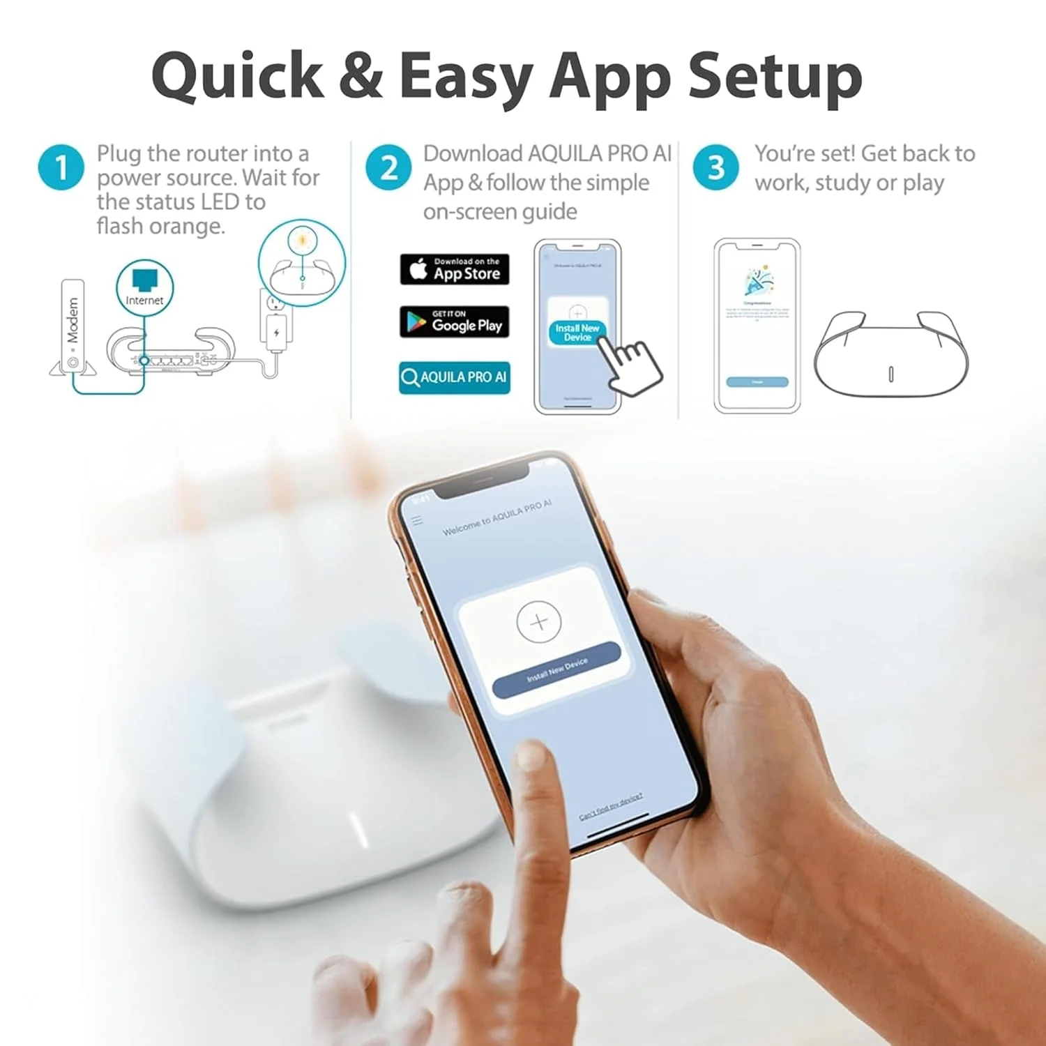 Router D-Link M30 AI Powered Mesh Router | WiFi 6 Speed, Dual Band with Gigabit Port, 3000 Mbps, Covers Upto 2800 Sq. Ft., High-Performance, 360 Degree Spherical Coverage, MTCTE Certified, White