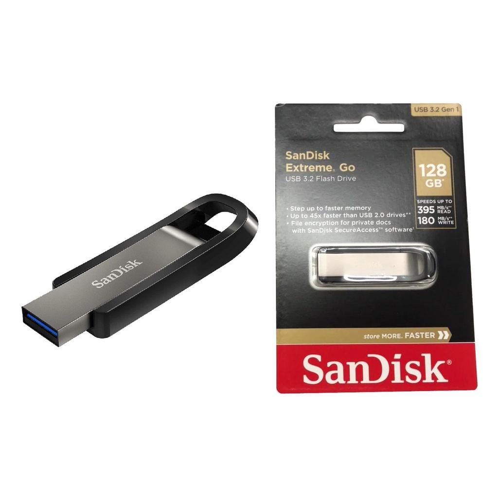 SanDisk Extreme Go 128GB USB 3.2 Gen 1 Flash Drive | Up to 395MB/s Read & 180MB/s Write | USB-A | Premium Metal Design | SDCZ810-128G-G46