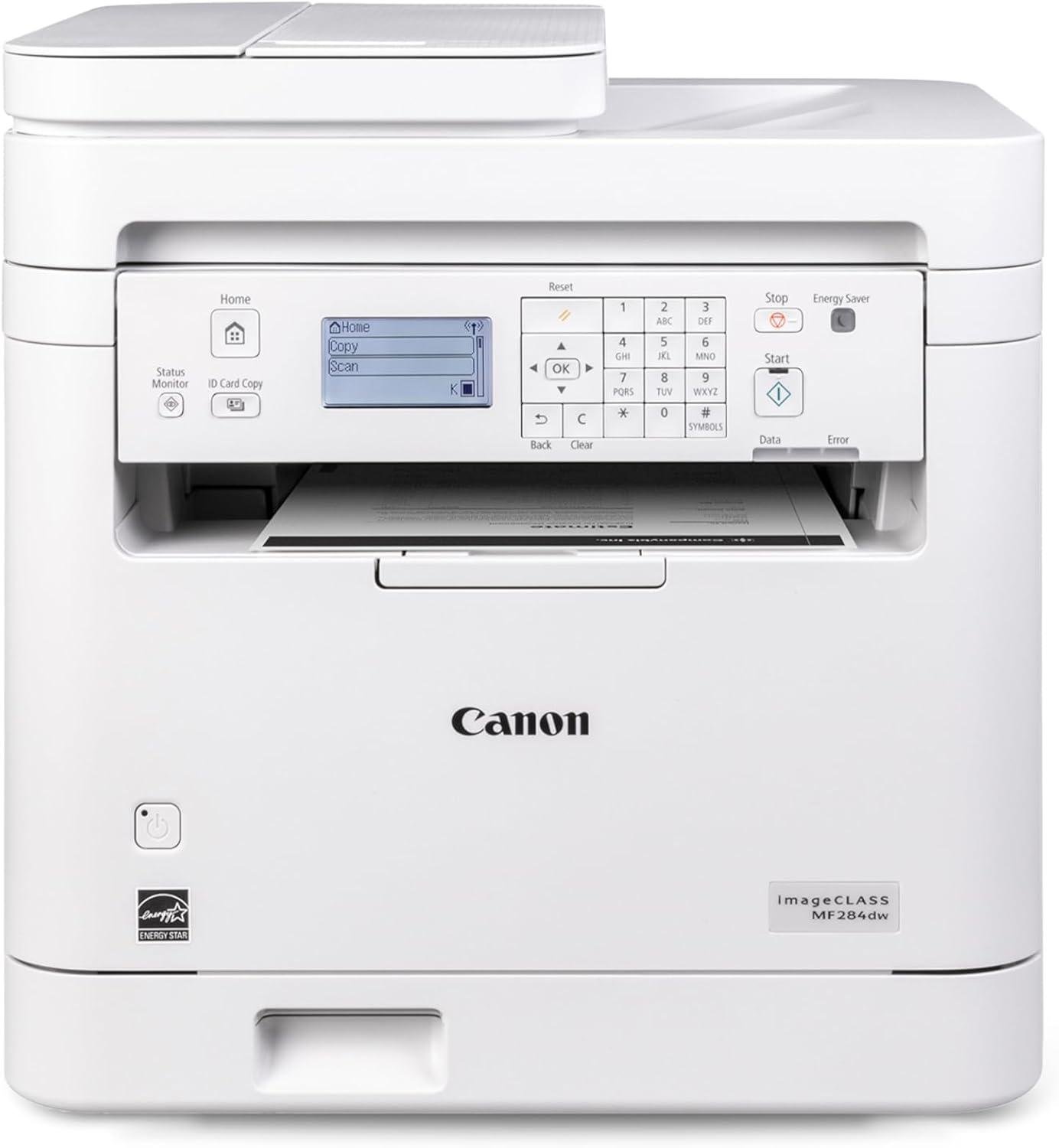 Printer Canon Image Class MF284DW | Monochrome, Duplex, Wireless Laser Printer, Multifunction with Print, Scan, Copy, Auto Document Feeder, Upto 33 Prints Per Minute, For Home & Small Offices, White