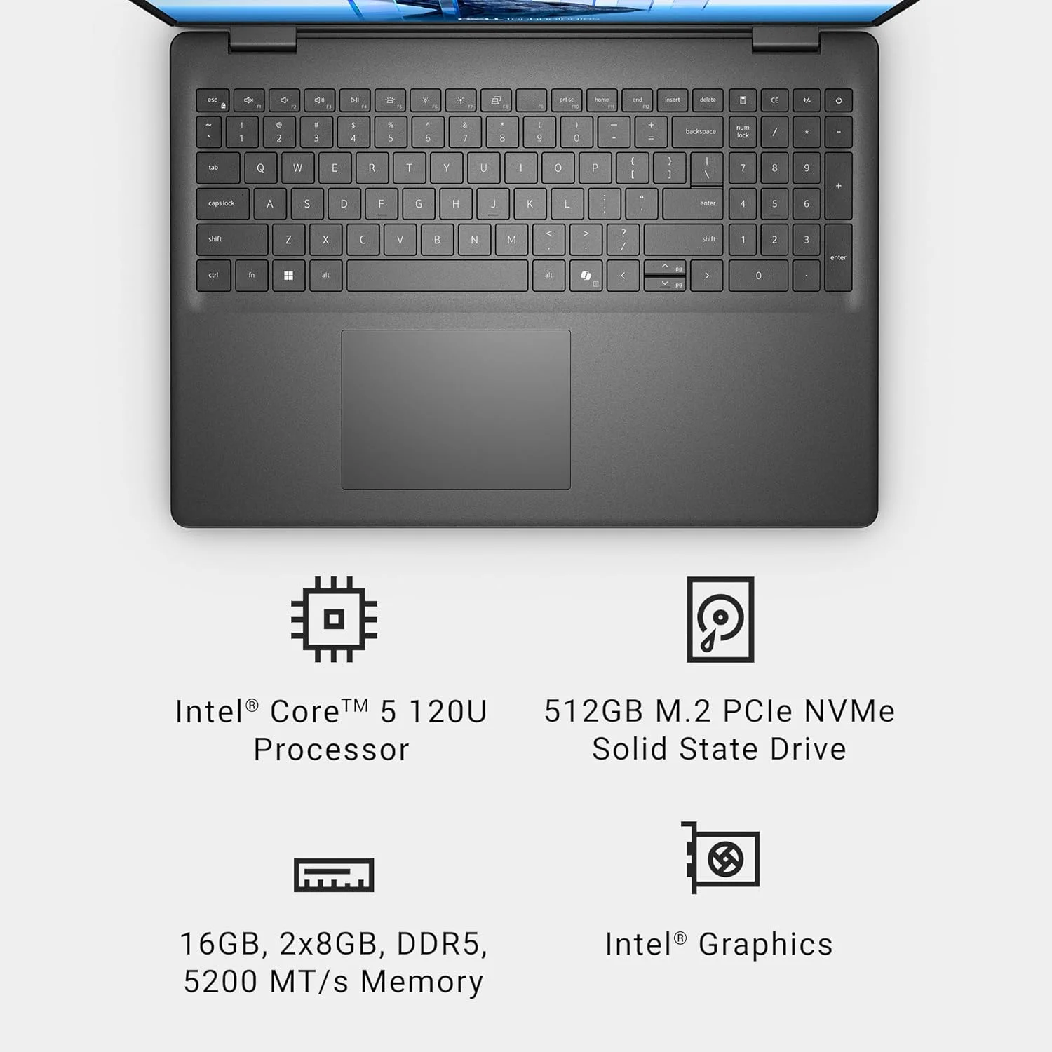 Dell 16 DC16250 Laptop | Intel Core 5 120U | 16GB DDR5 | 512GB NVMe SSD | 16″ 2K FHD+ IPS Anti-Glare 300-Nits Display | Windows 11 | Office H&S 2024 + M365 | Backlit Keyboard | Fingerprint Reader | Backpack | Platinum Silver