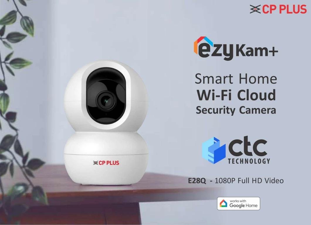 Security Camera CP Plus EzyKam CP-E28Q | 2MP Wi-Fi PT Camera, 15M IR Night Vision, 4mm Lens, Motion & Human Detection, Built-in Mic & Speaker, Two-Way Talk, Alexa & Google Home Support, Micro SD Card Up to 256GB, White