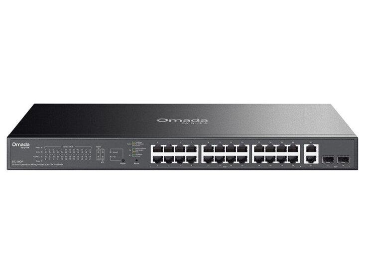 TP-Link Omada ES228GP 28-Port Gigabit Easy Managed PoE+ Switch, 24-Port 802.3af/at PoE+, 250W PoE Budget, 2 Gigabit RJ45 + 2 SFP Slots, Rack Mount, Grey