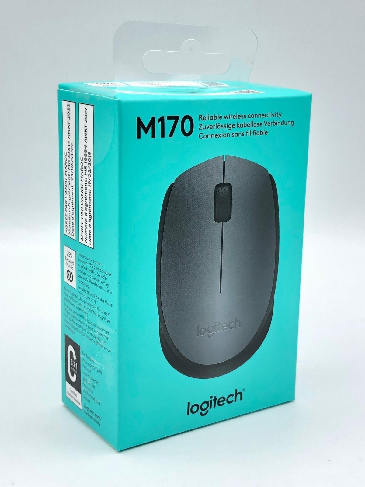 Mouse Logitech M170 Wireless, 2.4 GHz with USB Nano Receiver, Optical Tracking, 12-Months Battery Life, Ambidextrous, PC / Mac / Laptop - Black