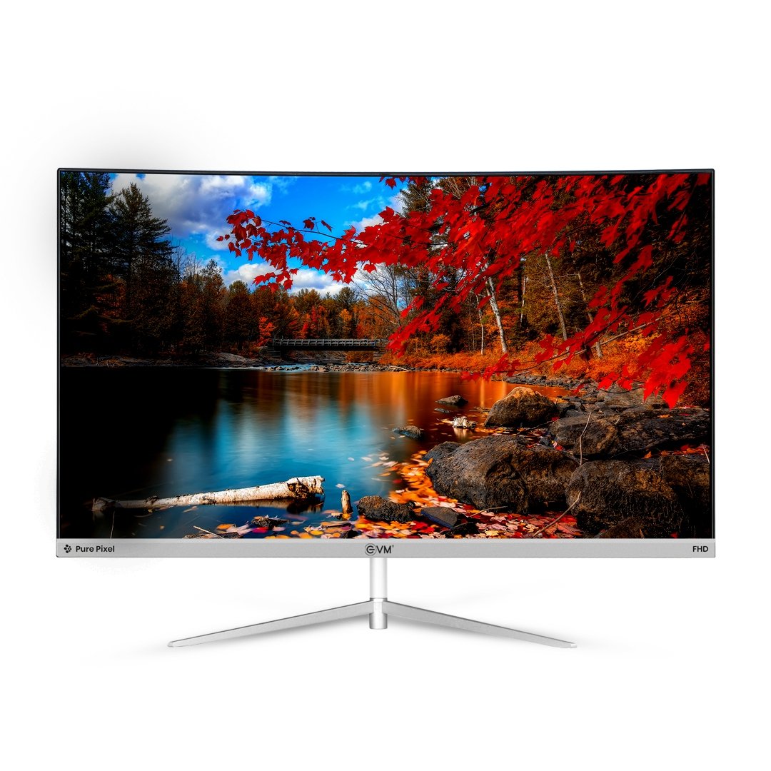 Monitor EVM C175 Plasma WD LED 27 Inch Curved FHD IPS Monitor | 120Hz Refresh Rate | HDMI + VGA | Built-in Speakers | Low Blue Light | Flicker Free | Anti-Glare