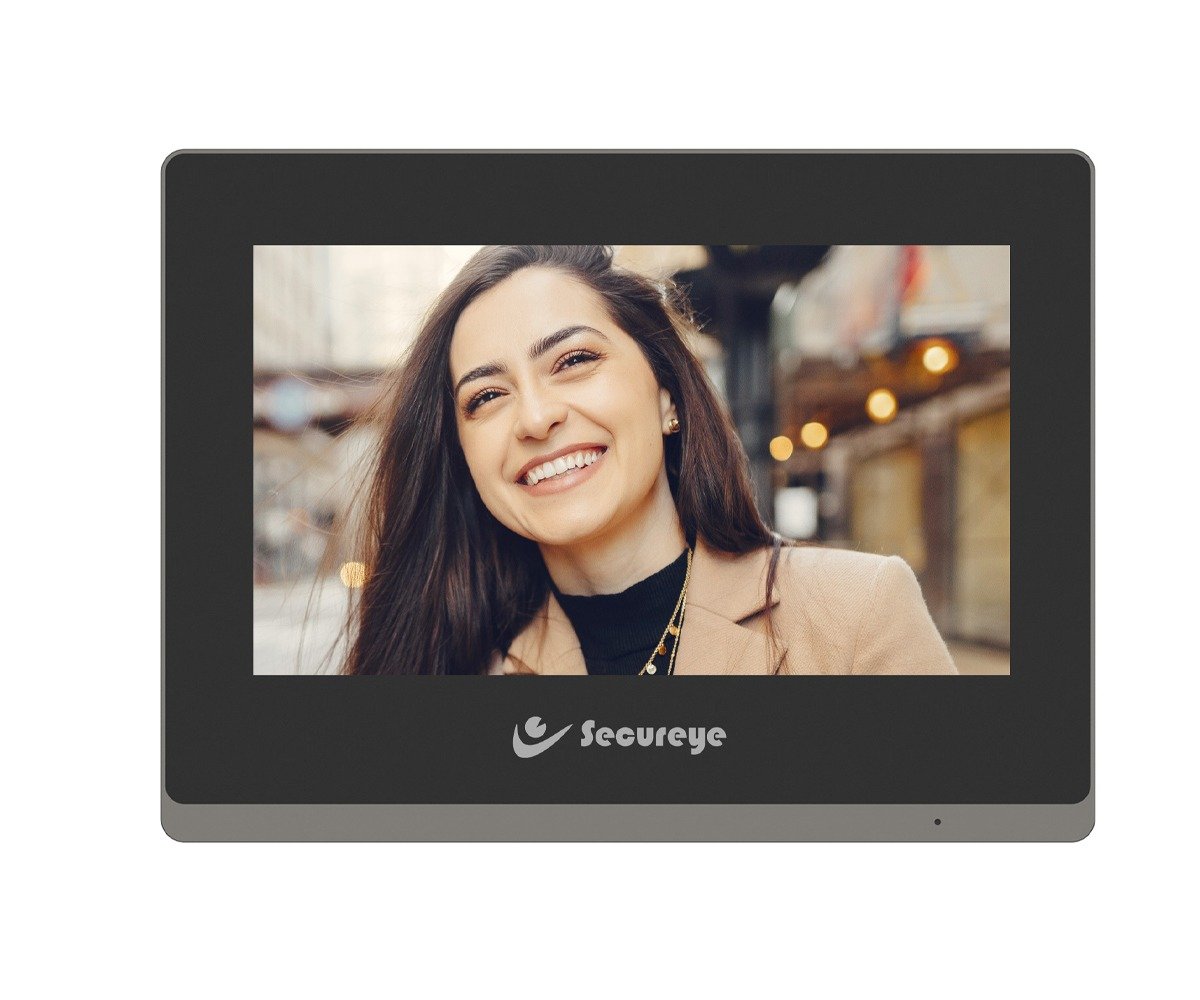 Secureye SC-IPVD-FI 17.78cm (7)" IP Video Door Phone Indoor Station | HD Touchscreen, PoE, Wall Mounted Intercom, Black