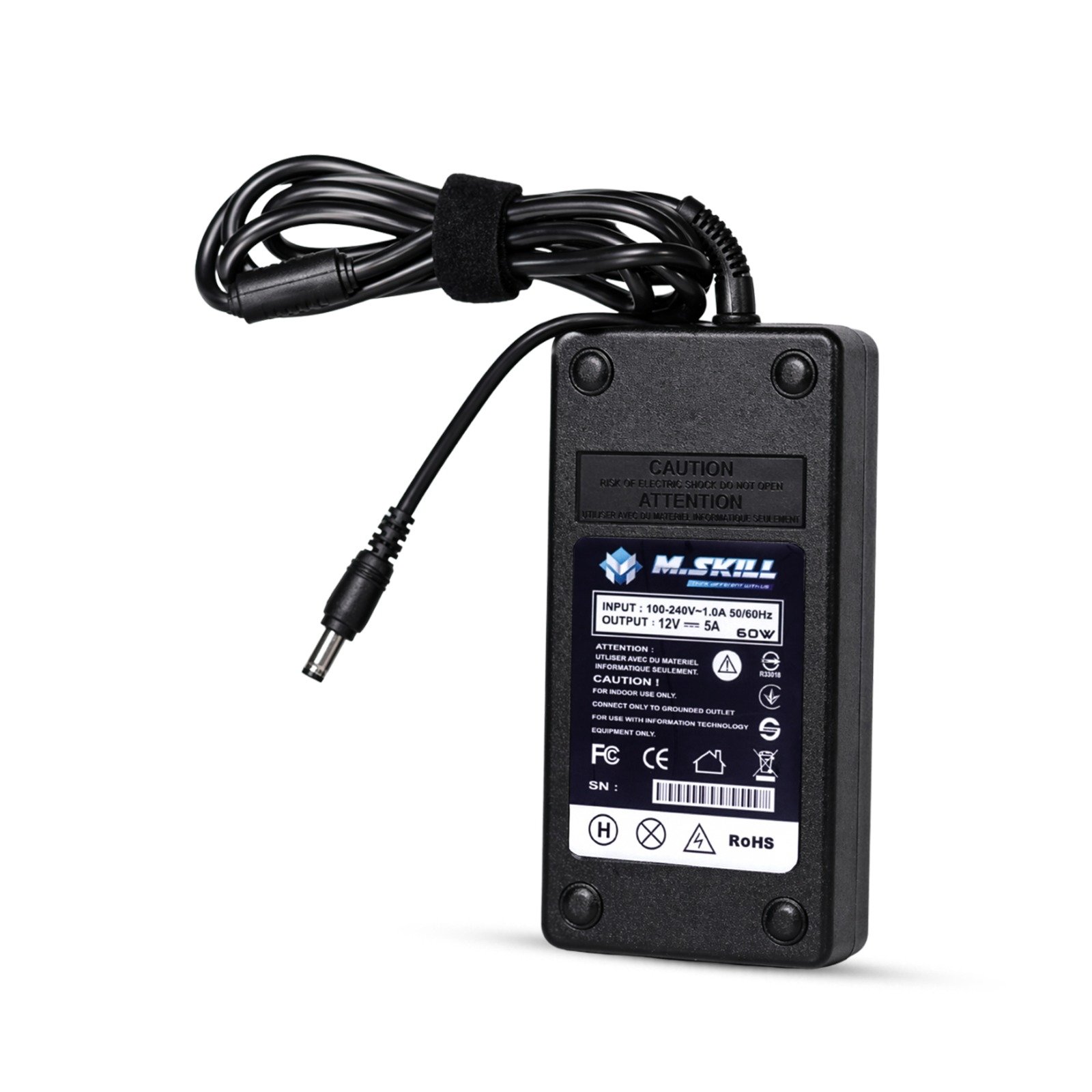 Power Adapter M.Skill 12V 5AMP DC + Sony Pin | 60W SMPS Power Supply with Short Circuit & Overload Protection for CCTV Cameras, Routers & Electronics