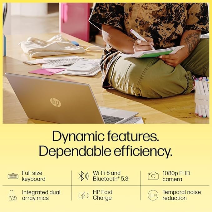 HP 15-fd0627TU Laptop | Intel Core i3-1315U | 8GB RAM | 512GB SSD | 15.6-inch FHD Display | Windows 11 | MS Office Home 2024 | Natural Silver