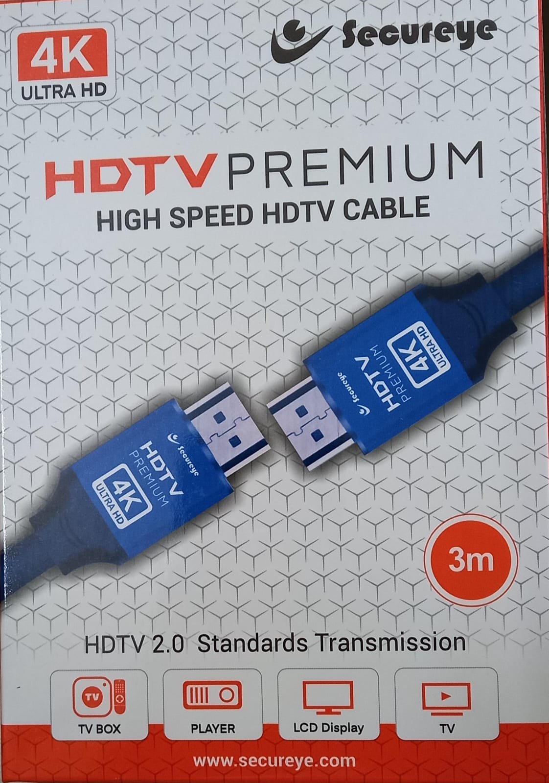 Secureye SC-SHDB3M 3 Meter HDMI Cable – 4K Ultra HD High-Speed Audio Video Cable