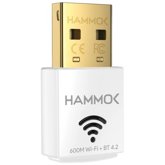 Hammok Ryan USB Wi-Fi + Bluetooth Dongle Receiver for Wireless Internet Connectivity and Bluetooth Devices, White
