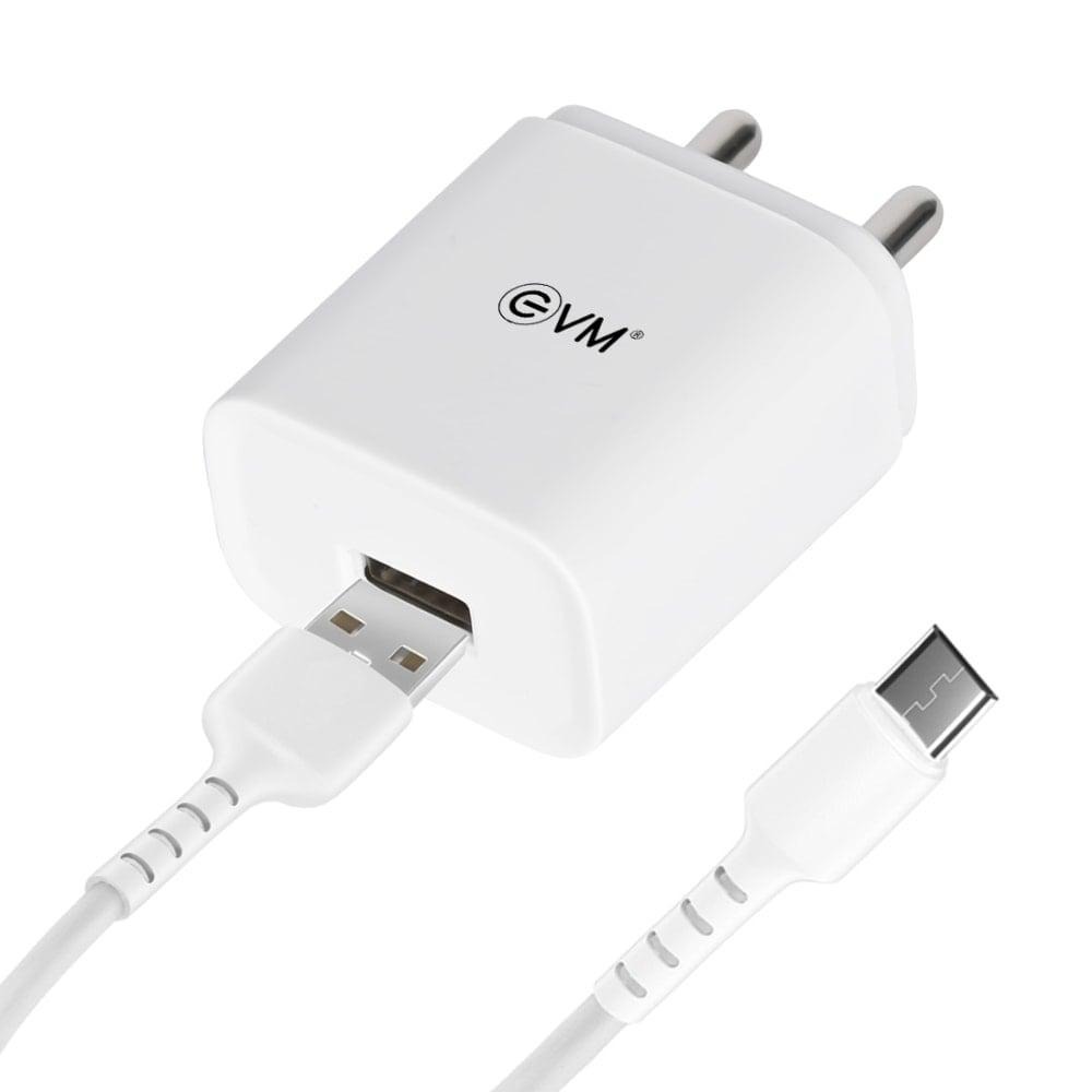 EVM CH-01 USB Mobile Charger with Micro USB Cable, White