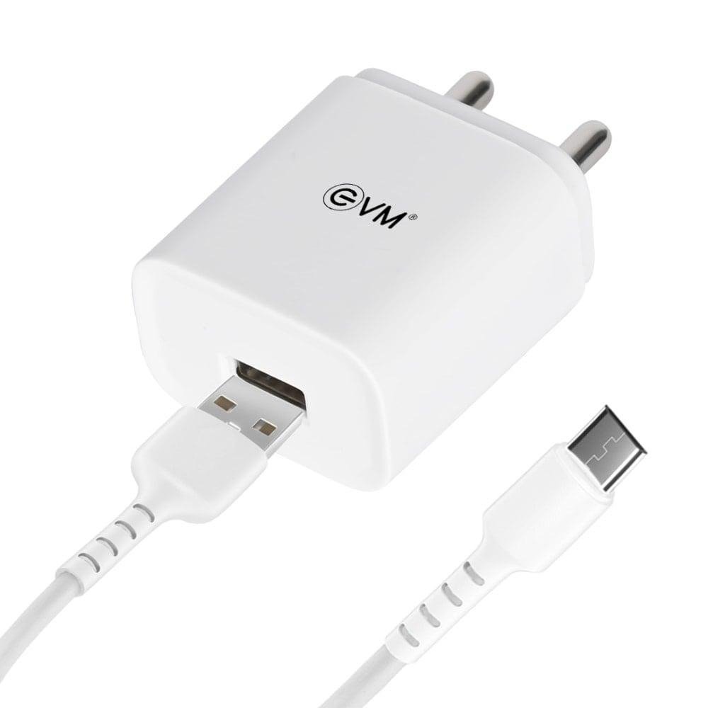 EVM USB Charger EVM-CH-029 | Compact Wall Charger for Compatible USB Devices, White