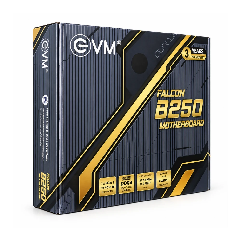 EVM Falcon B250G Micro-ATX Motherboard for Intel 6th, 7th, 8th & 9th Gen Processors | DDR4 RAM | M.2 NVMe SSD | HDMI | Gigabit LAN