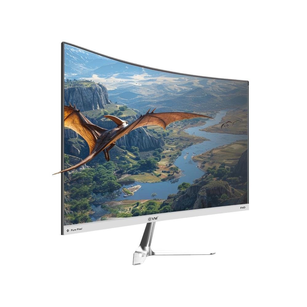 EVM 175 Plasma SQ LED 31.5" Curved Frameless Gaming Monitor | 165Hz Refresh Rate, Built-in Speakers, 16.7M Color, HDMI & DisplayPort, Anti-Glare Screen, Wall Mount Support, Flicker Free, White